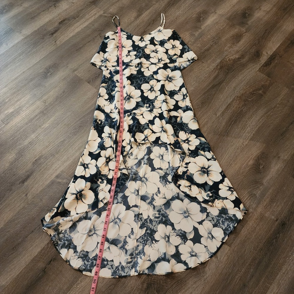 Intermix 100% Silk Floral Layered Maxi Dress High Low XS Black Ivory Resort $593 - Picture 11 of 16